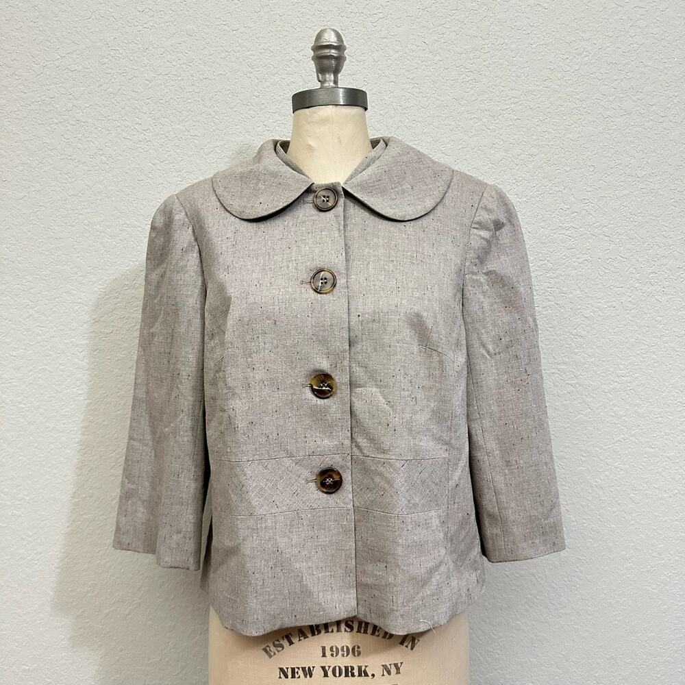 TRINA TURK Jacket Beige Speckled Button Front Lined Business NWT